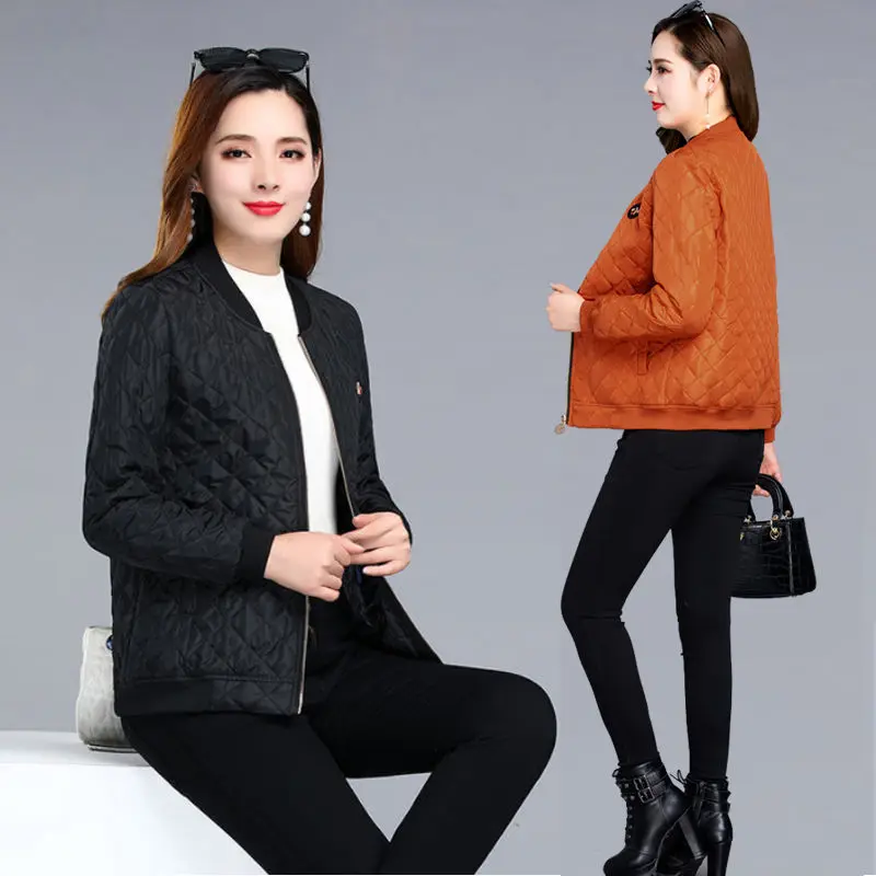 Jackets Women Autumn Winter Coat Quilted Bomber Jacket Thin Coat Parkas Outerwear Women\'s Clothing Trends Vintage Black Red Tops