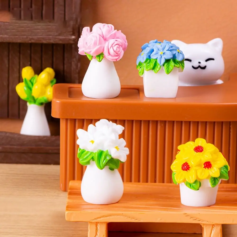 Colorful Simulation Potted Plants Resin Flower Model Micro Landscape Ornaments