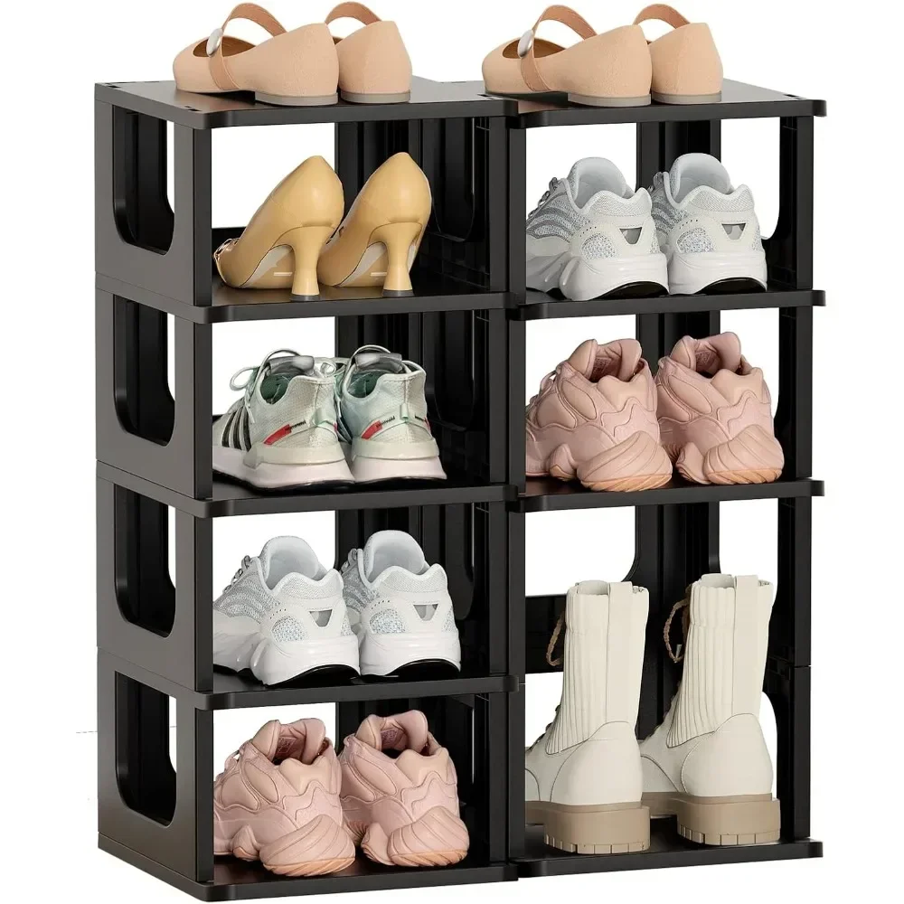 

Shoe Shelves for Closet Kids &Women Shoes Rack Adjustable Height 10Tier Shoe Organizer Narrow Plastic Shoe Holder Vertical Black