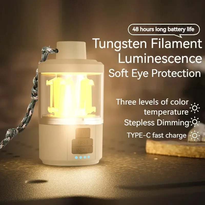 

Портативные теплые фонари COB для кемпинга, яркий фонарь, фонарик, перезаряжаемый фонарик для экстренной рыбалки, палатки, Вольфрамовая Лампа