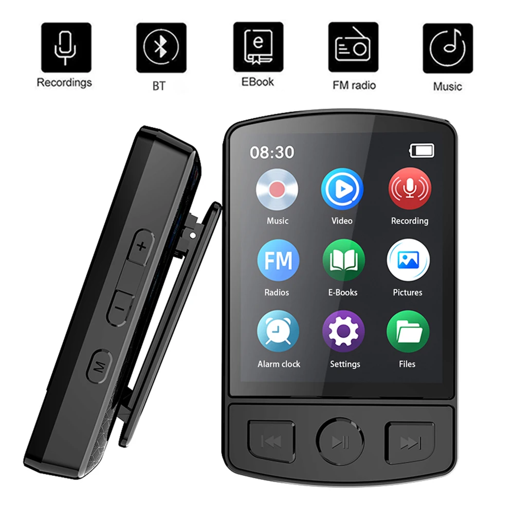 Mini Portable Bluetooth 5.2 Touch Screen MP3 Player Music Players Built In Speaker With Fm Radio/Recording MP4 Player