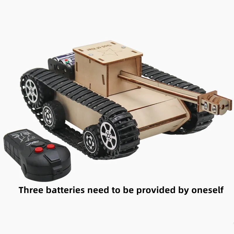 

DiY Handmade Remote Control Of War Tank Electric Two-Way Model Car SimulationTank Small Invention Kit Children's Puzzle Toys