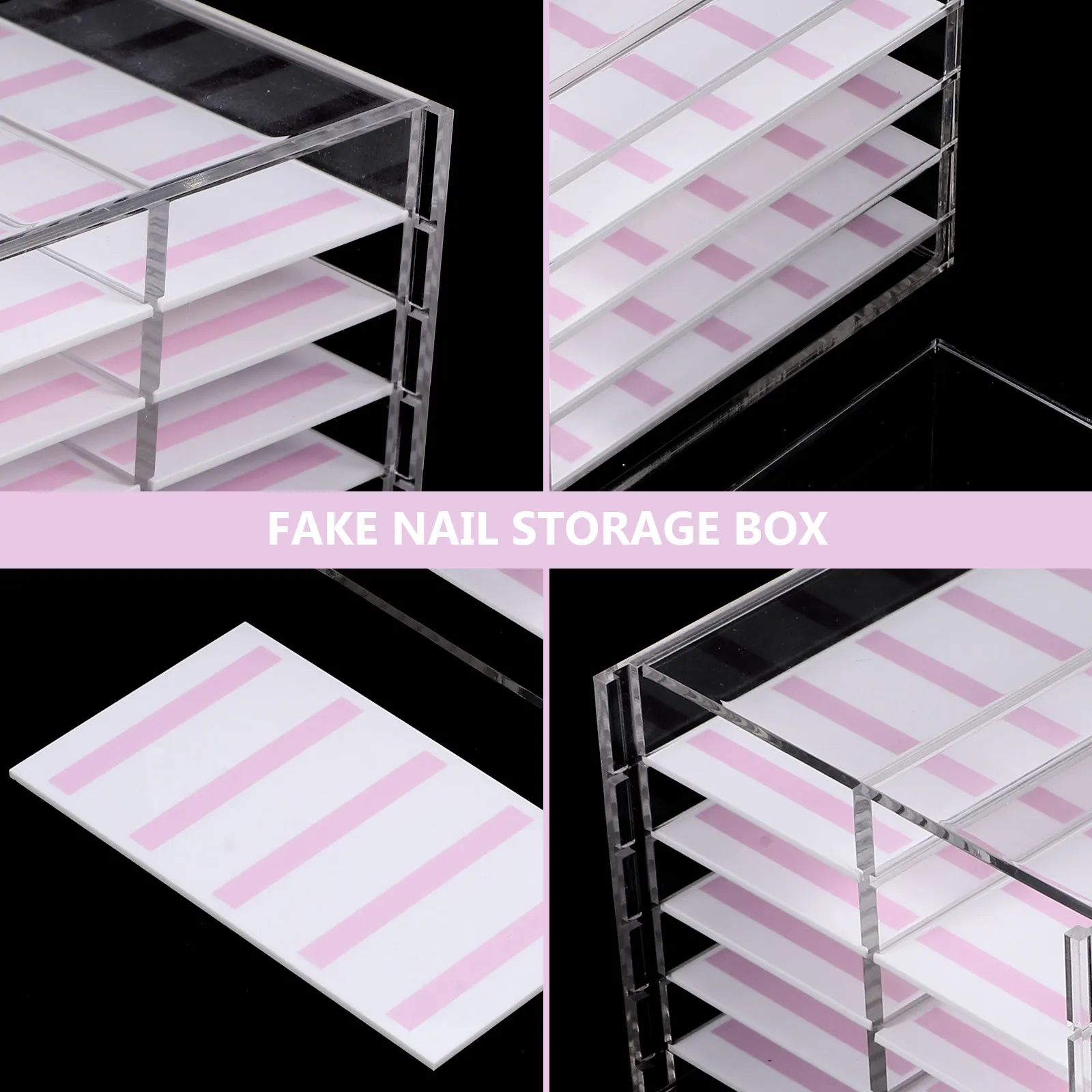 Multi-Layer Fake Nail Storage Box 10-Compartment Acrylic Organizer Case Nail Art Display Manicure Decor Storage Box