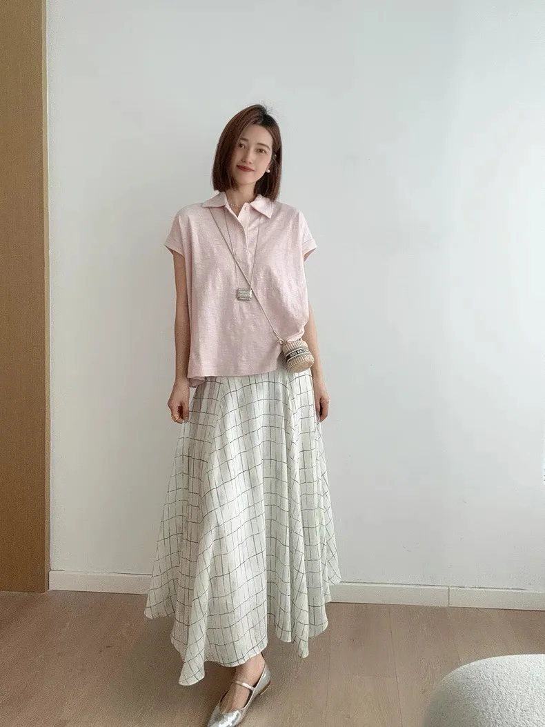 

Loose Fit Bamboo Rayon ort Sve irt Women's Summer Tee Embroidered Casual Thin Cotton Lower Hem T-irt