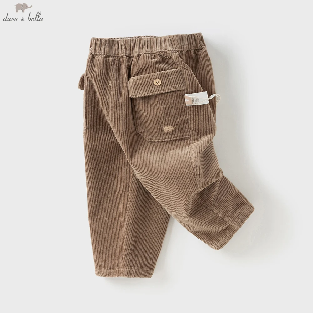 

Детские вельветовые брюки-карго Dave Bella, зима-осень, утепленные ковбойские прямые брюки для мальчиков, повседневные теплые брюки DB3253179