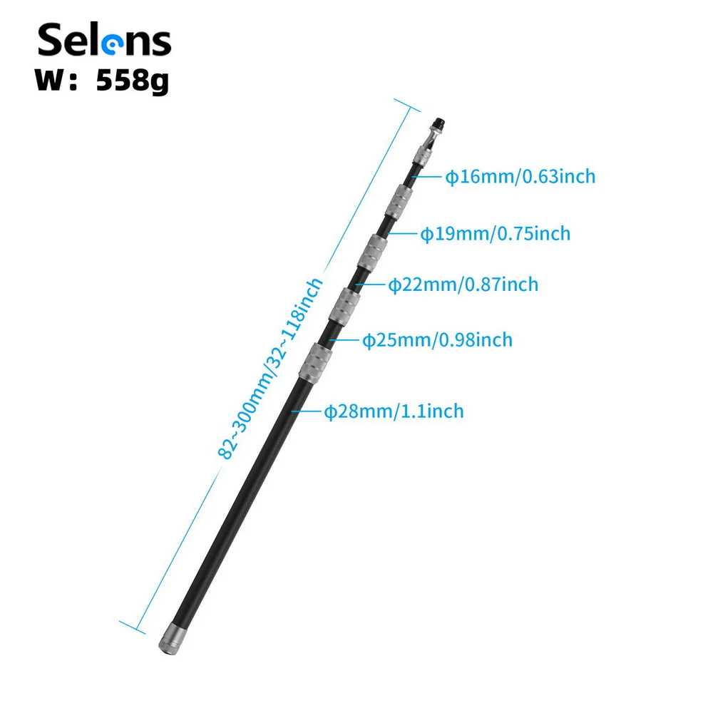 Selens Microphone Boom Arm Portable Mic Boom Pole Extendable Handheld Mic Arm Microphone Holder for Sound Recording Video Broad