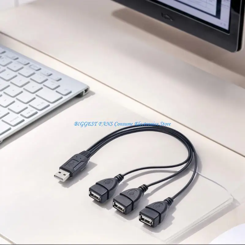 USB 1 to 3 Splitter Adapter Cable for Efficient Power and Data Sharing on PCs