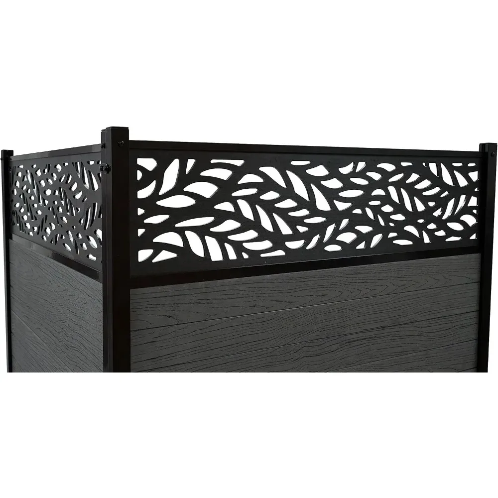 مجموعة شاشة الخصوصية الخارجية بطول 4 أقدام × 3 أقدام مع تصميم مقطوع بالليزر، وألواح سياج من الفينيل بلون الفحم - سهلة التجميع #6