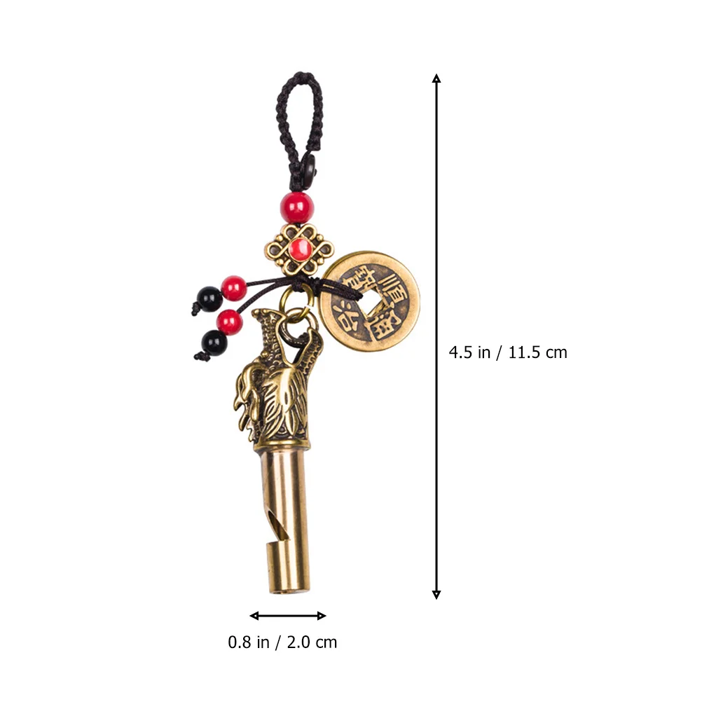 1Pcs Exquisite Pendant Whistle Premium Brass Retro Delicate Whistle Multi Functional Key Ring Pendant for Outdoor Emergency Use