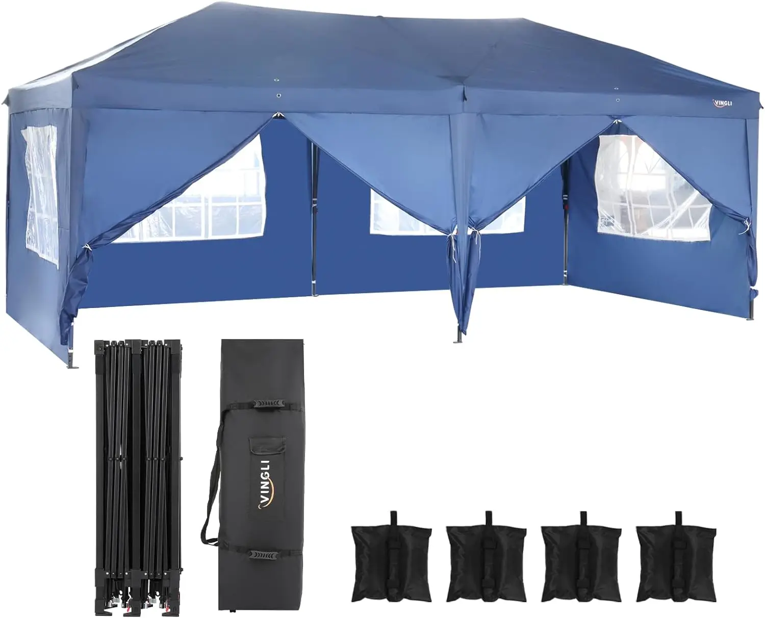 

10x20 ft Pop Up Canopy Tent with 6 Sidewalls, Canopy 10x20 with Carry Bag,Outdoor Gazebo Tent Camping Tent,Patio Event Outdoor