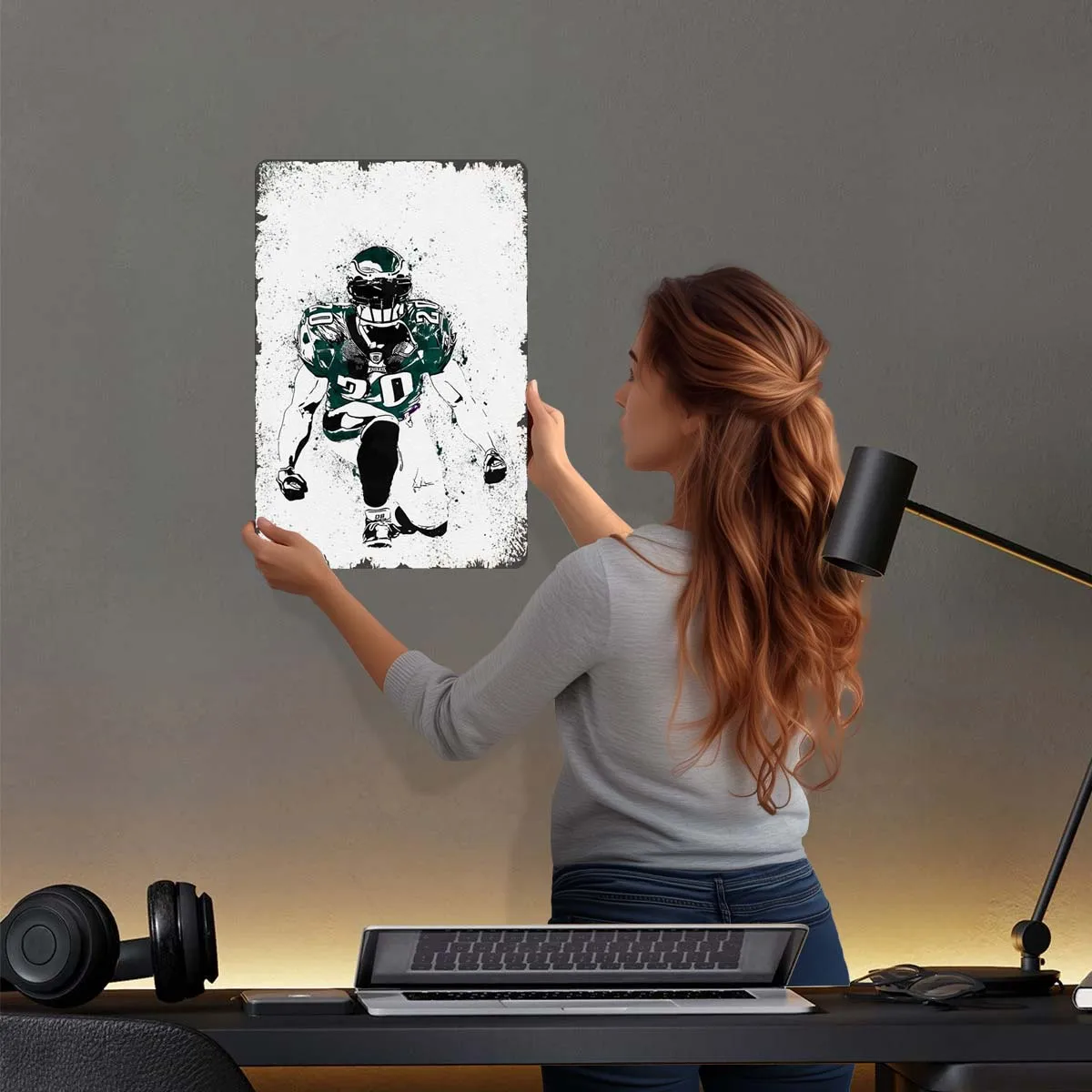 Brian Dawkins Poster Football Marble Art Metal Signs Vintage Metal Plate Custom Tinplate Sign for Wall Art Decoration Retro Room