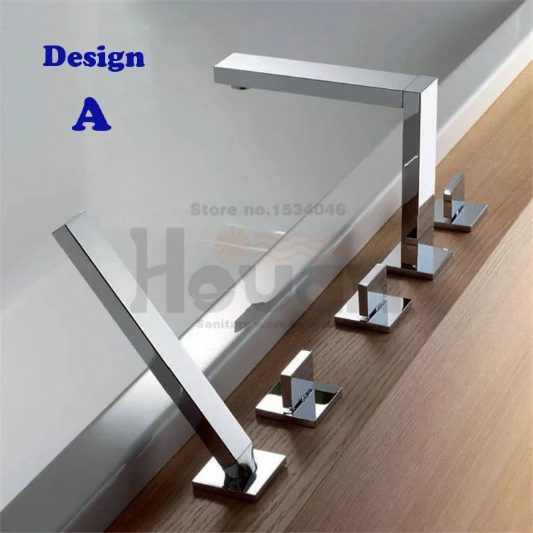 High-end quality bathroom double function deck-mounted bathtub waterfall faucet bright polished shower mixer 3 designs choose