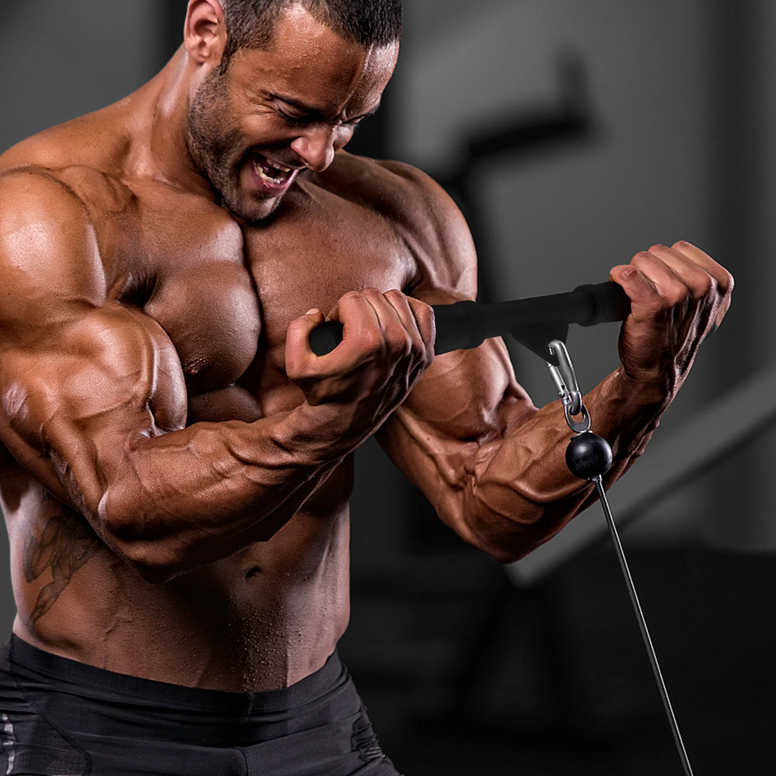 

Muscle Training Tension Bar Pull Down Handle for Home Gym Cable Systems Triceps Biceps Shoulders Workout Fitness Lever