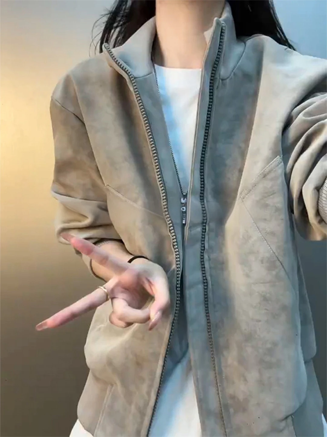 

Мужская бейсбольная куртка-бомбер с воротником-стойкой в стиле тай-дай, весна-осень, американский ретро-стиль, свободный крой, молодежный тренд