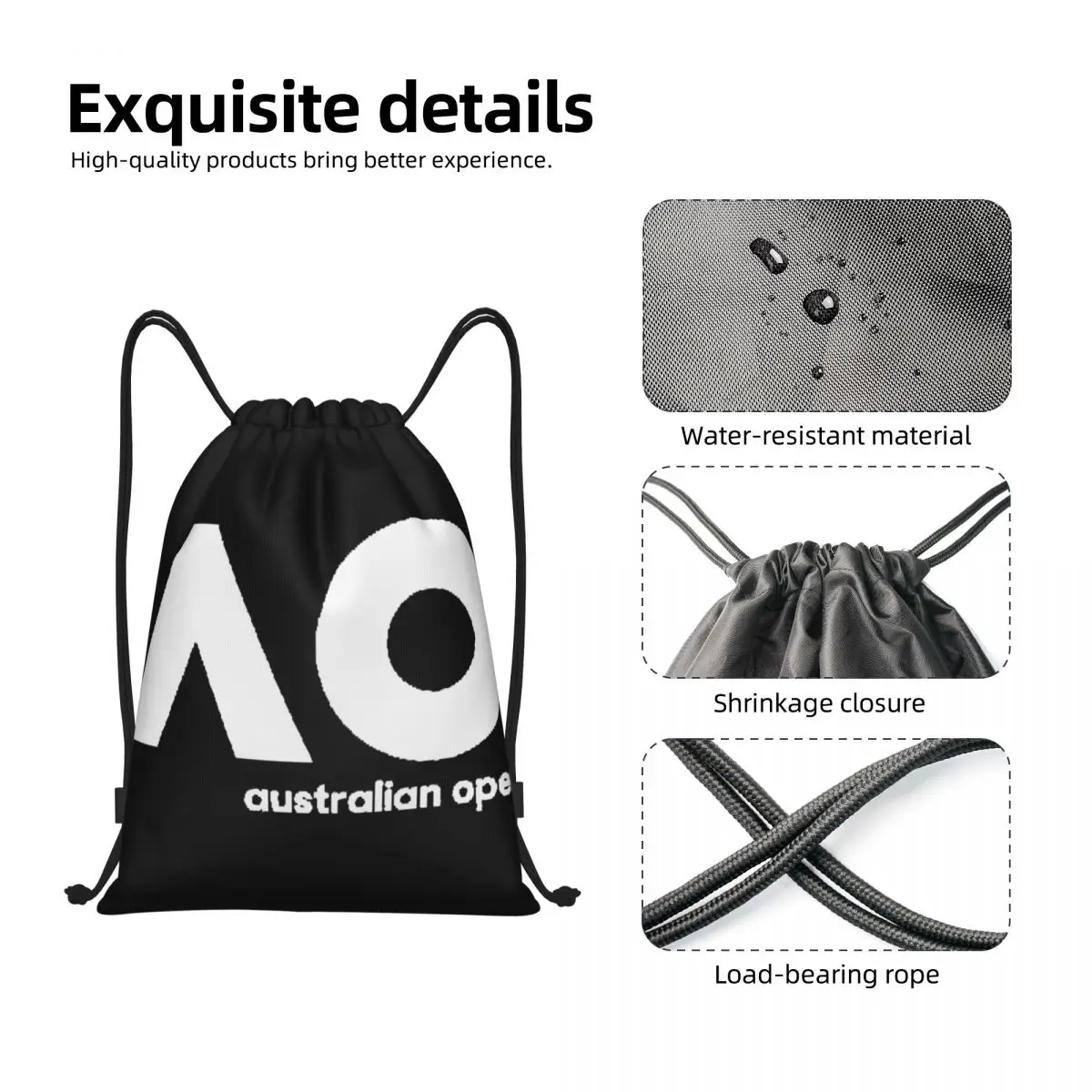 Australian Open-Sacs de proximité portables multifonctions, sac de sport Wstring, sac de livre pour la logique