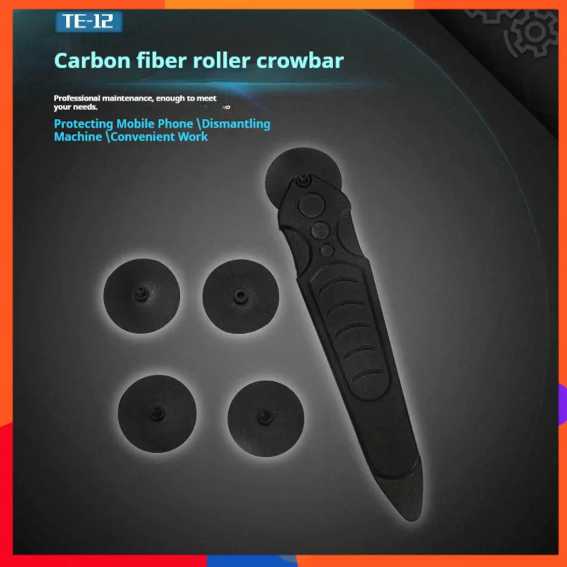 

Heavy-Duty Carbon Fiber Roller Pry Bar TE12 Model with Non-Slip Grip for Safe iMac/iPhone Screen Removal & Component Disassembly