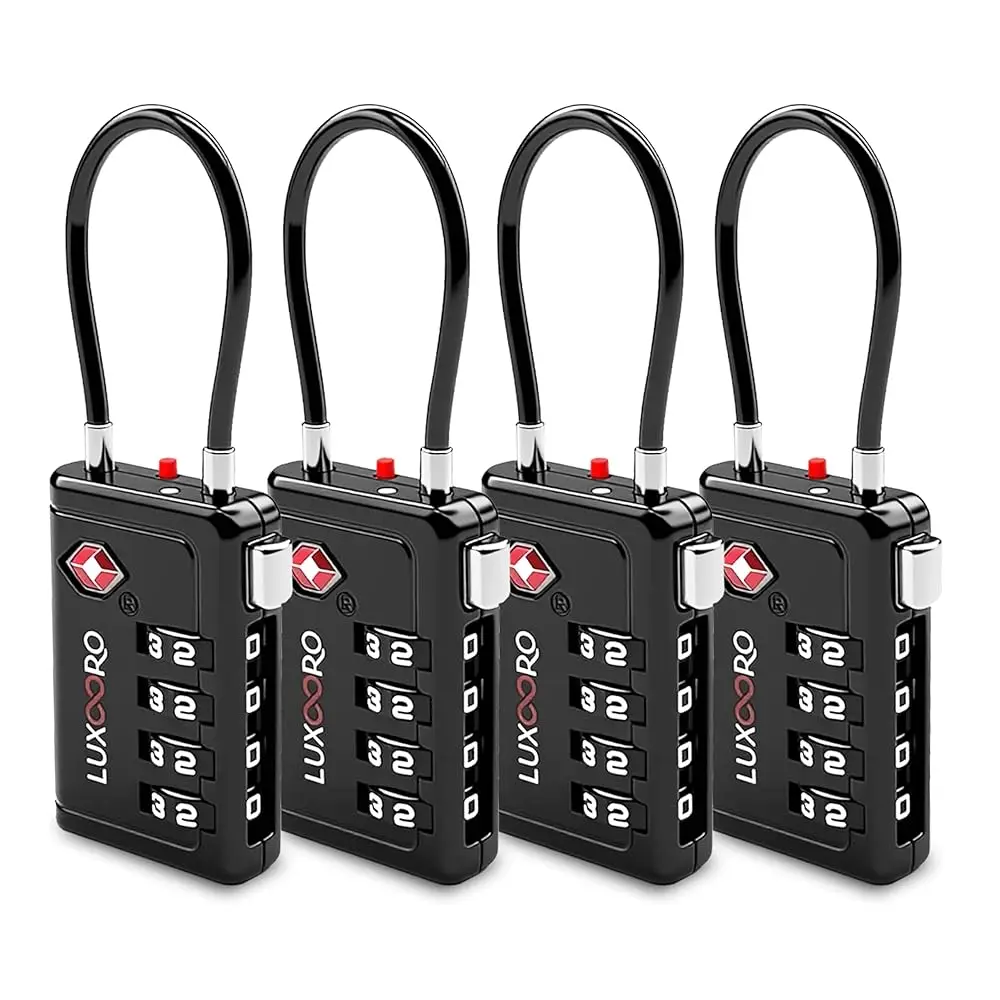 

TSA Approved Luggage Lock with Alert Indicator, 4-Digit Resettable Combination, Durable Zinc Alloy Travel Lock for Suitcase,