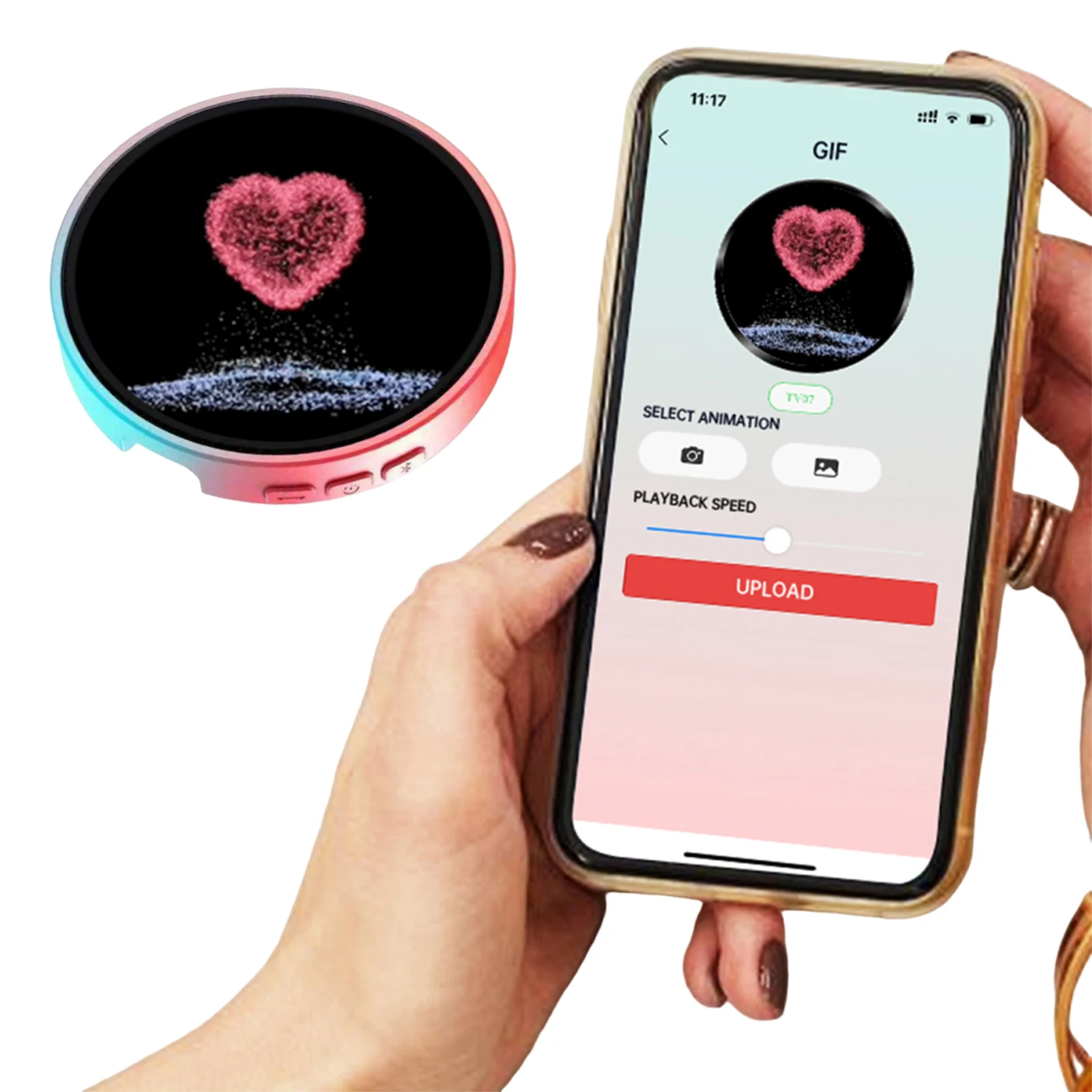 

Электронный аниме-значок BT5.4 с сенсорным экраном, подключением по Bluetooth, зарядкой через USB-C для украшения сумок и рюкзаков