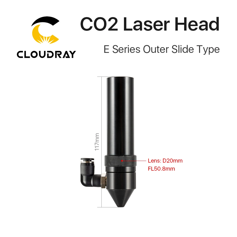 Cloudray Nieuwe Collectie CO2 Laser Hoofd Voor Dia.20mm Fl 50.8/63.5Mm Lens D25mm Spiegel Outer Slider Type Met air Assist Nozzle