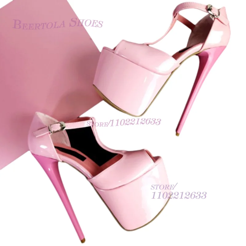 Light Pink Cute Girls Platform Stiletto Sandal Peep Toe Woman Strap Summer Dance Pump 6/7/8 Inch Custom Sugarbaby Hot Chick Shoe