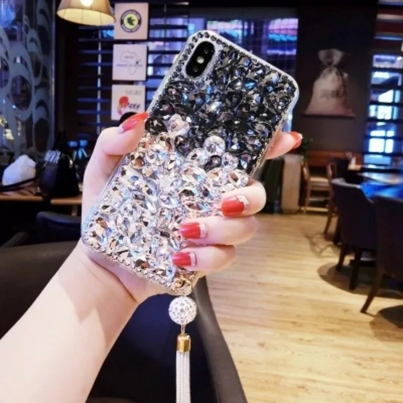 Luxury Glitter Bling Crystal Diamond Pendant Soft Phone Case Cover for Xiaomi, Redmi 9A, 9C, Note9, Note10S, Note11 Pro, 12Pro