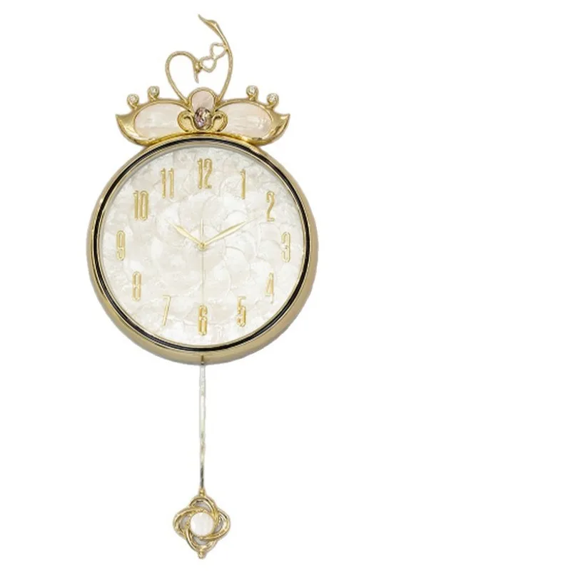 ساعة حائط معدنية جديدة من النحاس النقي لغرفة المعيشة والمنزل بسيطة وحديثة وخفيفة فاخرة