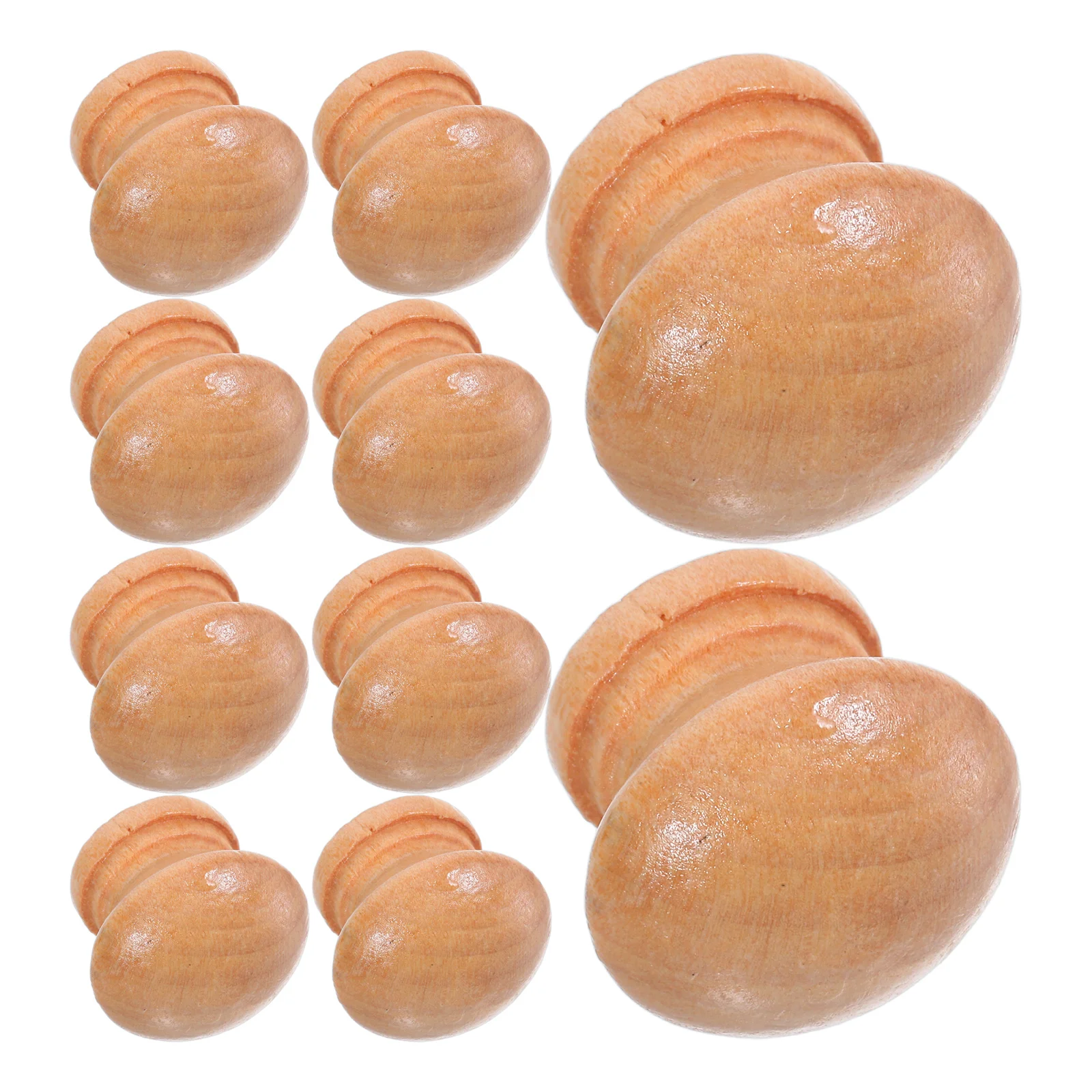

10pcs Wooden Drawer Knobs Round Mushroom Head For Kitchen Cabinet Furniture Doors Boho Dresser Handles Closet Pulls Cabinet