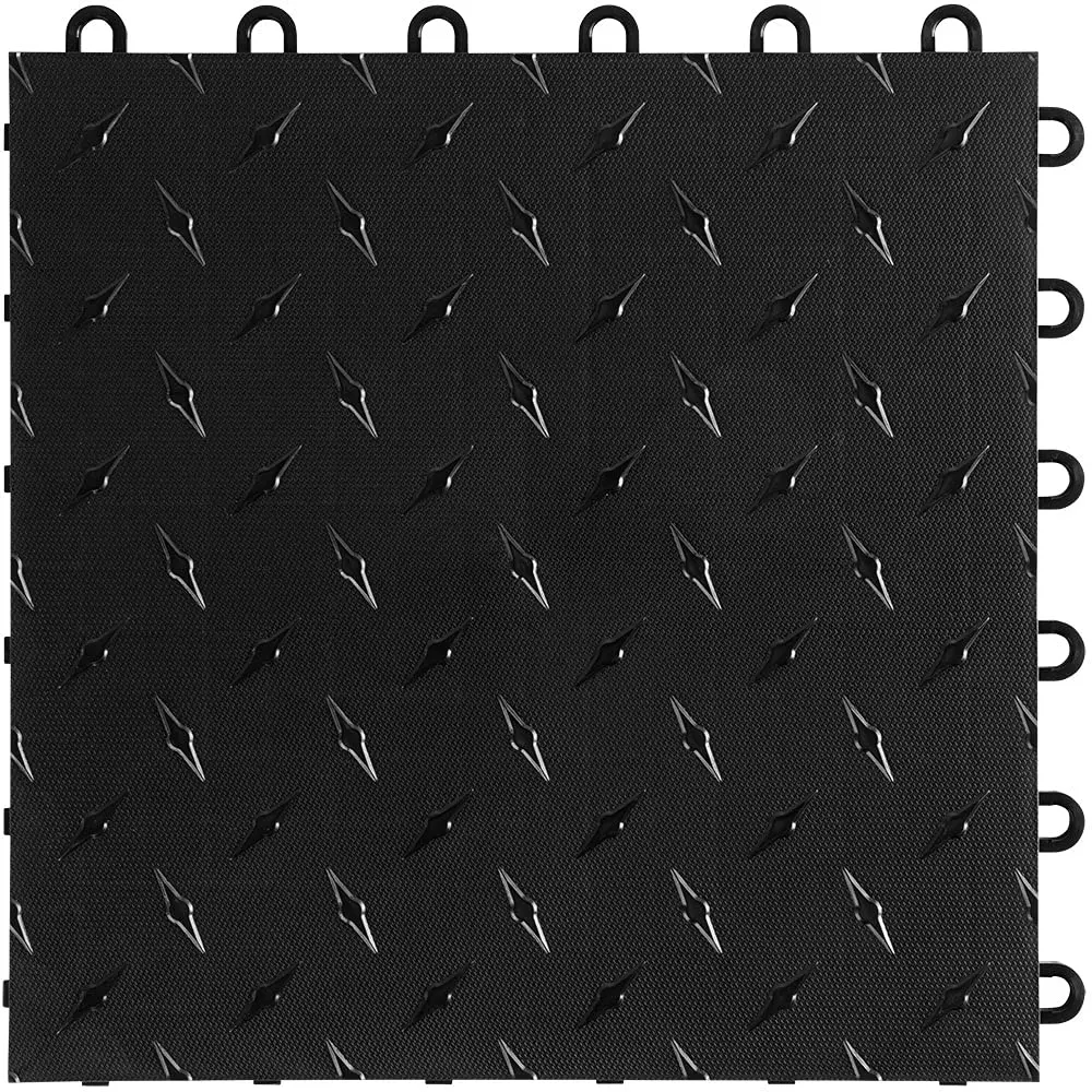 

Speedway Garage Floor Diamond Tile, 12 x 12-Inch, Black, 50-Piece Set