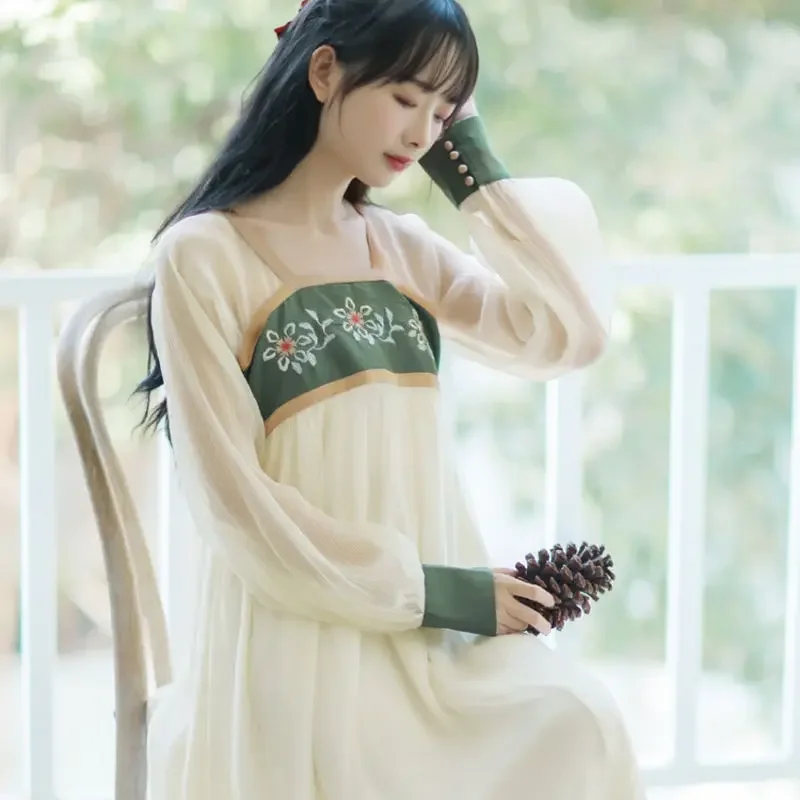 2021 Traditionele Chinese Kostuums Voor Vrouwen Hanfu Jurk Nationale Stijl Literaire Retro Volle Borst Mooie Bos Sprookjesrok