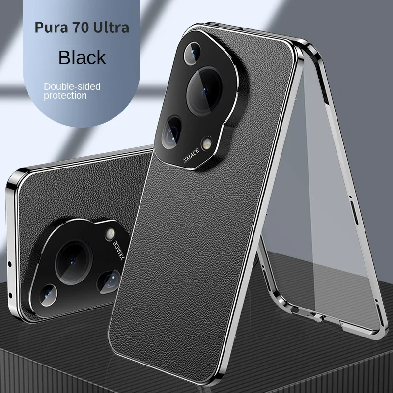 For Huawei Pura 70 Ultra HBP LX9 Case 360 Full Protection Front Clear Glass Case Back PU Leather Cover for Huawei Pura 70 Ultra