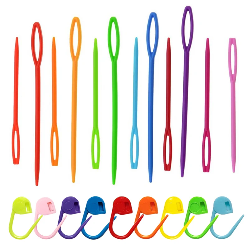 Knitting Accessories Combo Set – Hooks & Stitch Markers Mixed Color Crochet Hooks & Locking Markers for Sweater & Yarn Craft TMZ