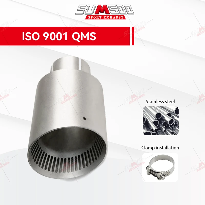 本物のSUMSOO 1個 マット仕上げ304ステンレス鋼ストリップ型穴あきカーマフラーチップ 排気チップシステムパイプ ユニバーサル排気チップ
