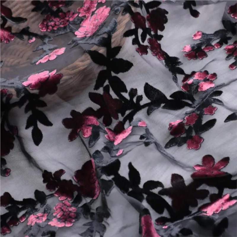 

Velvet printed women's clothing fabric silk cheongsam dress patterned