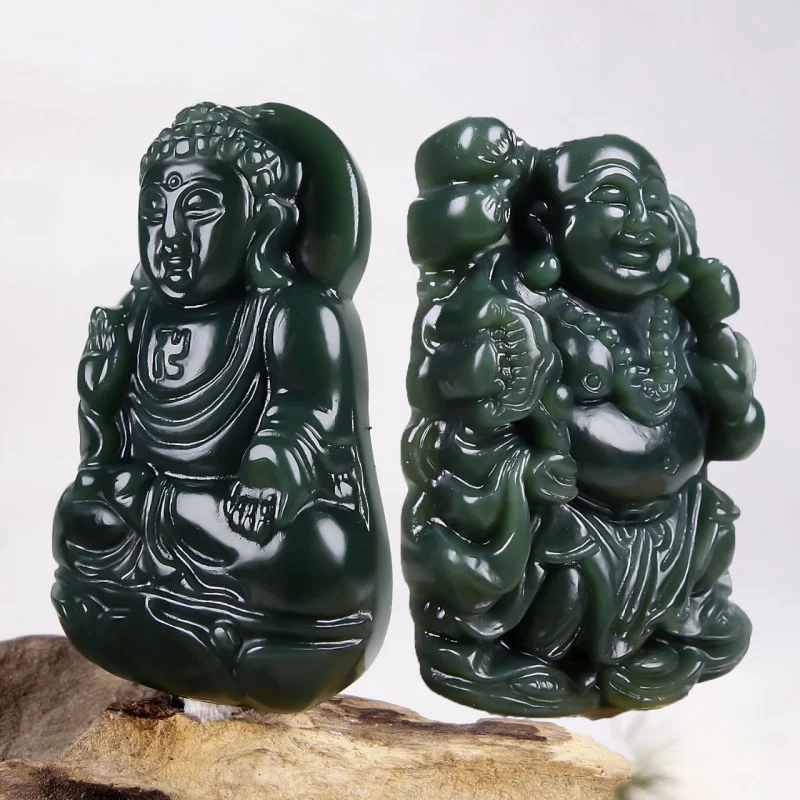

Hanging Ornament Hetian Green Jade Buddha Pendant