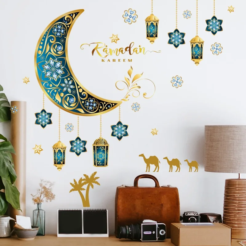 Eid Mubarak Wall Stickers Kareem Ramadan Decoration 2024 For Home Islamic Muslim Party Decor Mubarak Ramadan Window Sticker Gift