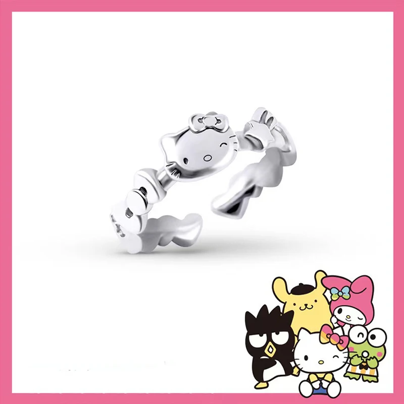 

Sanrio Kawaii Hello Kitty Ring Anime Cartoon Cute Fashion Exquisite Versatile Fresh Elegant Good Looking Creative Resilient Ring