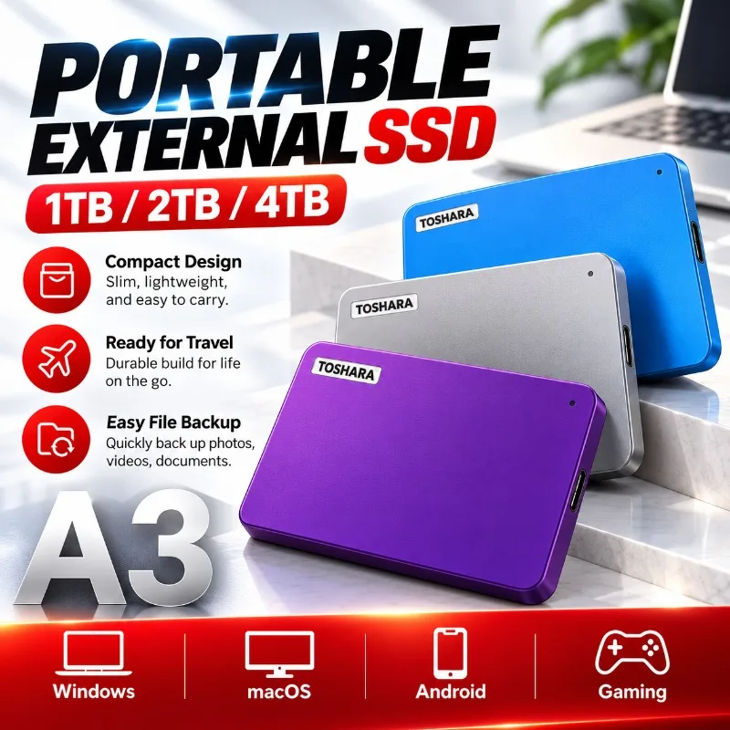 New A3 Hard Drive Canvio Ready USB 3.0 Portable External 2.5 Inch 1TB/2TB/4TB Compatible with Toshiba Laptop Mac Android Hot PC.