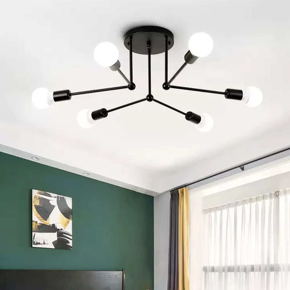 

Industrial Multiple Rod Iron Ceiling Chandelier Vintage Ceiling Lamp Home Modern Ceiling Light Lighting Fixture Kitchen Island