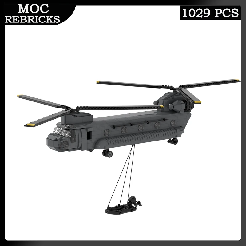 

WW II US Military Weapons War BeoingCH-47 Chinook Heavy Helicopters MOC Building Block Aircraft Model Toy Brick Children Gifts