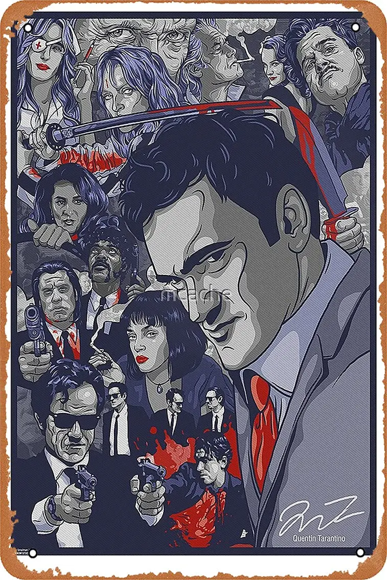  Metal Sign - Quentin Tarantino Filmography Tin Poster 12 X 8 Inches