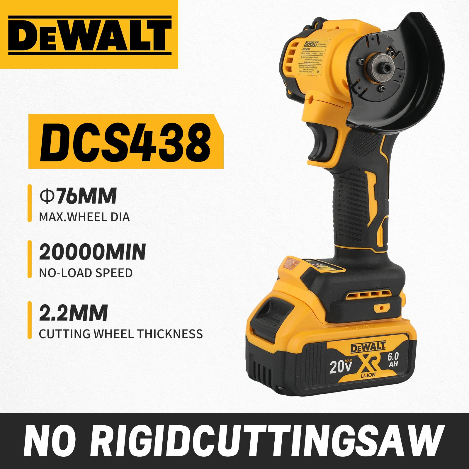 DEWALT DCS438 Esmerilhadeira angular sem fio de 3 polegadas, mini máquina de polimento e corte elétrica, ferramentas elétricas para bateria de 20V 18V