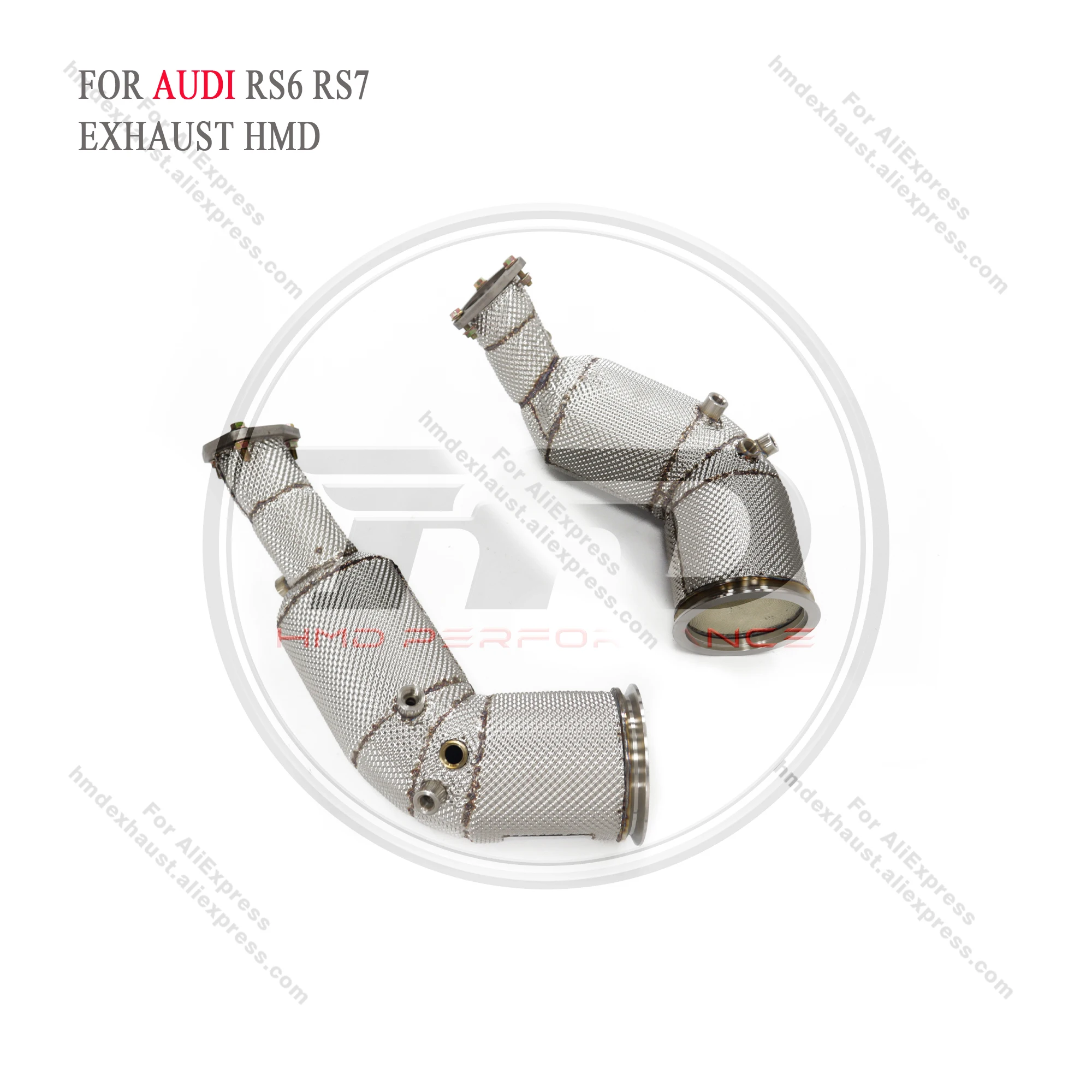 HMD Exhaust System High Flow Performance Downpipe for Audi RS6 RS7 C8 4.0T A8 S8 D5 2019+ With Catalytic Converter Header