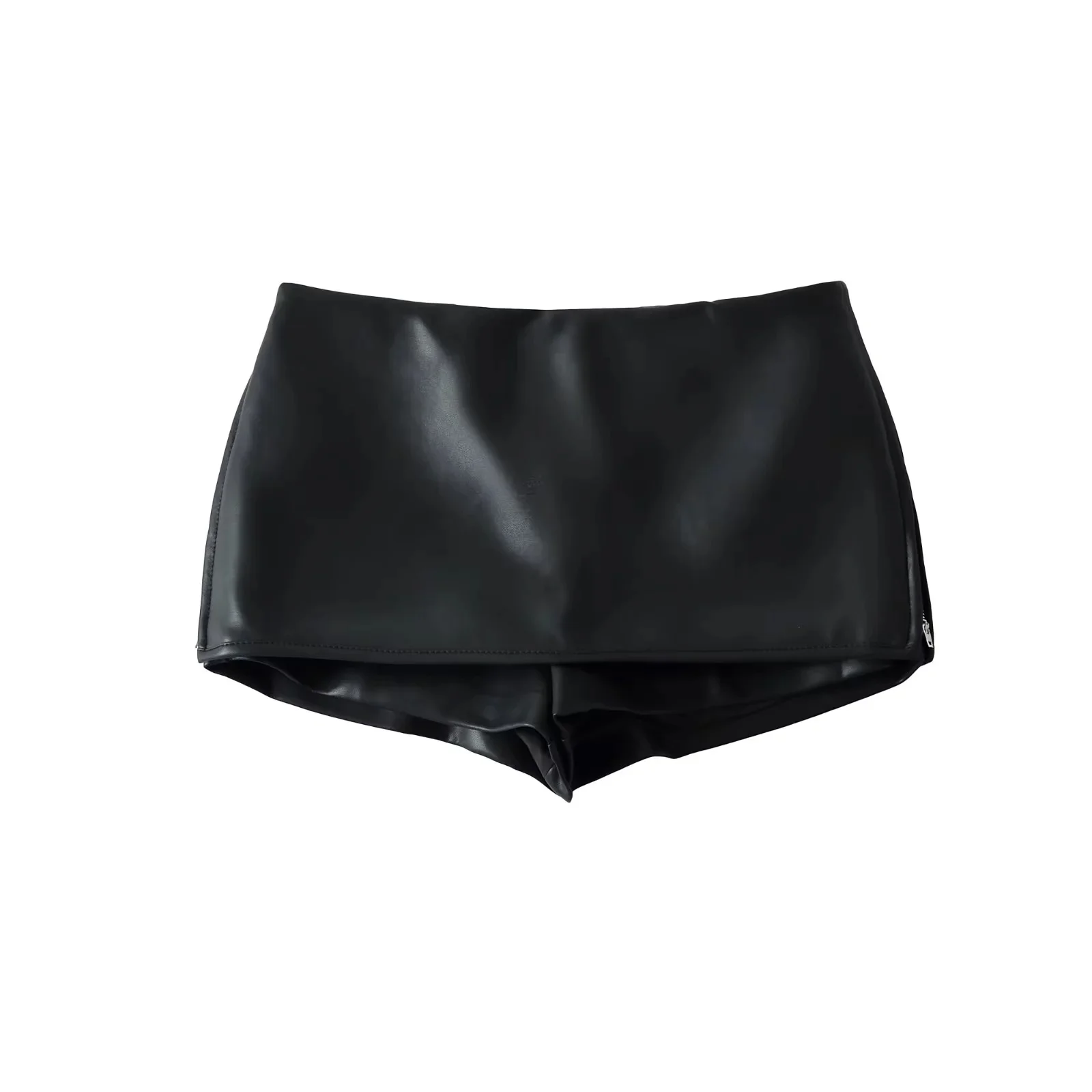 Retro Amerykańska Spódnica z Niskim Stanem z PU Skóry Damska Spódnica w Kształcie Litery A z Podwójnym Zamkiem Błyskawicznym na Wczesną Jesień Modna i Wszechstronna