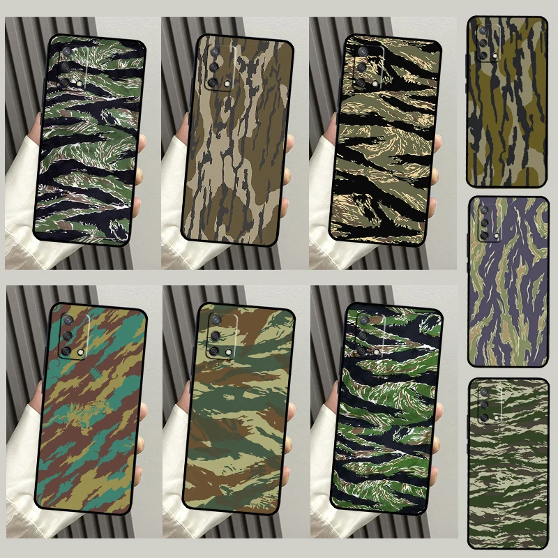 Humor Tiger Stripe Camo Army Camouflage Case For OPPO A5 A9 A31 A53 S A15 A16 A17 A52 A72 A54 A74 A94 A57 A77 A76 A96 A54S Cover