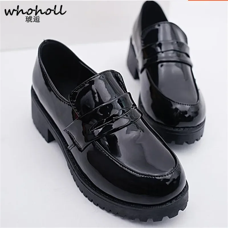 WHOHOLL Cute Lolita Girl Women Maid Boots Shoes Round Toe Leather Shoes Japanese JK High School Uniform Kawaii Anime Cosplay