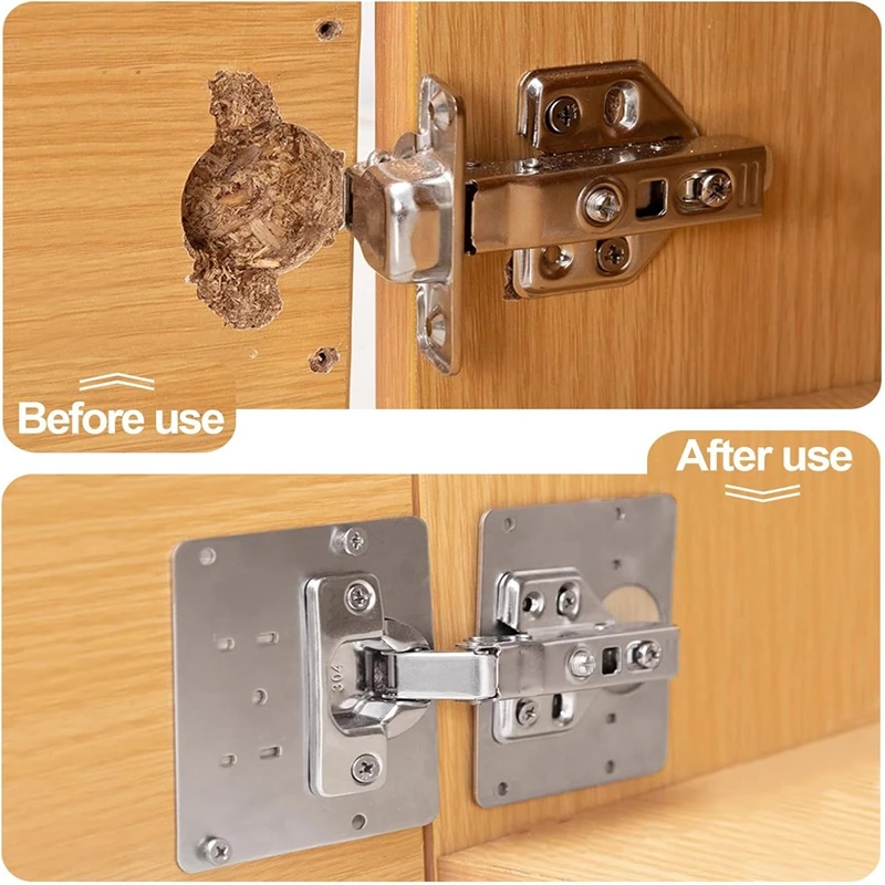 1/4/8/12pcs Cabinet Hinge Repair Plate Cupboard Door Stainless Steel Thickened Mounting Fixing Plate Furniture Drawer Hardware