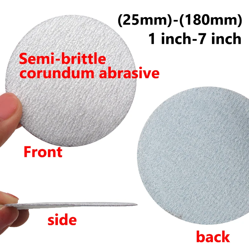 1 Inch(25mm)-7 Inch(180mm) Sanding Discs Hook & Loop White Dry Grinding Sandpaper 60 Grit-1200 Grit For Wood Metal Car Sanding