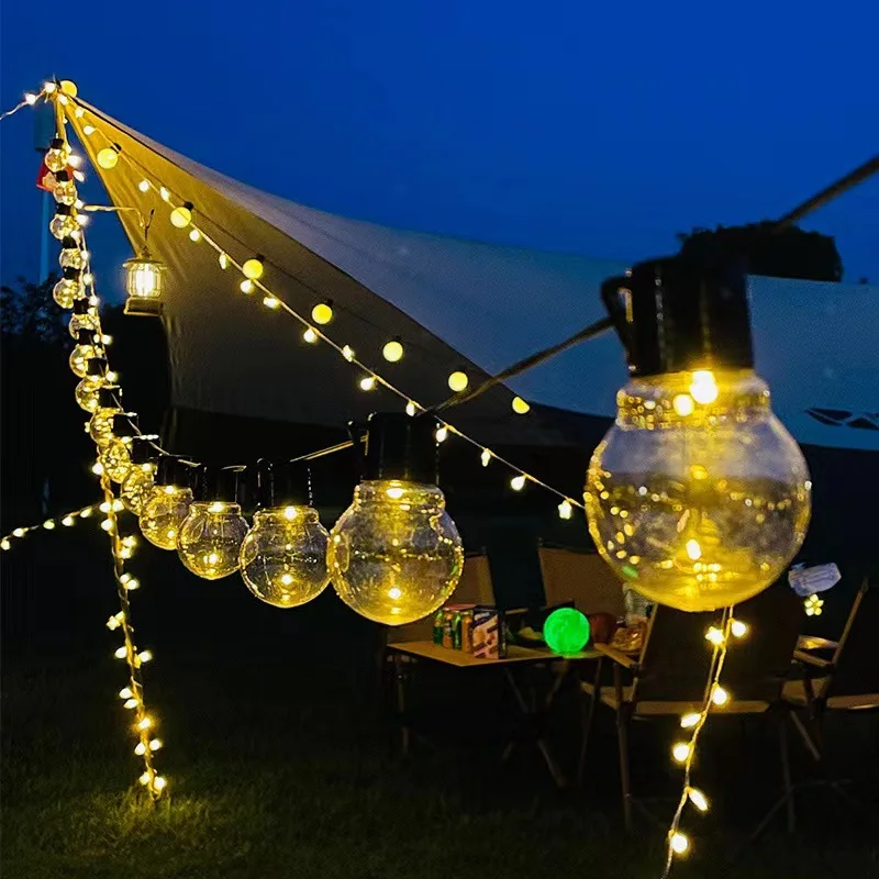 LED Solar Lichterketten Camping Lichter Outdoor Girlande Garten Weihnachts dekoration Fee Hängelampe wasserdichte Glühbirnen