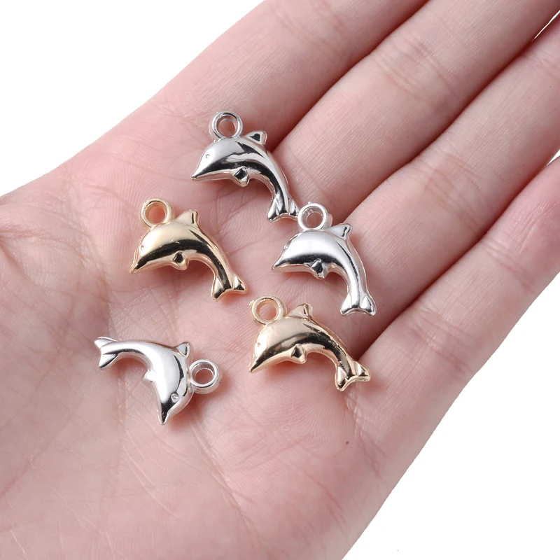 50Pcs/Pack 12x25mm Dolphin Shape Pendant Fahion Plastic CCB Loose Spacer Beads For Earrings Diy Bracelet Jewelry Finding Making