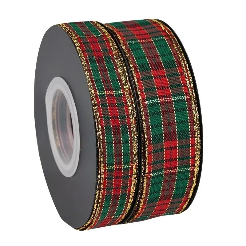 22M Rolls Classic Red Green Grid Ribbon Gift Box Packaging Handmade Accessories New Decoration